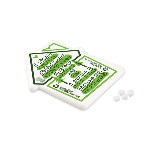 Distributeur de bonbons à la menthe en forme de maison