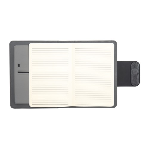 A5 organizer folder in R-PET with lock and magnetic closure that lights up A5 organizer folder in R-PET with lock and magnetic closure that lights up