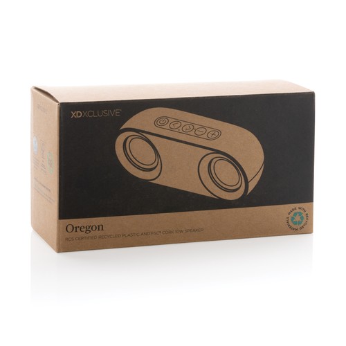 Enceinte 10W en plastique recyclé RCS et liège Oregon