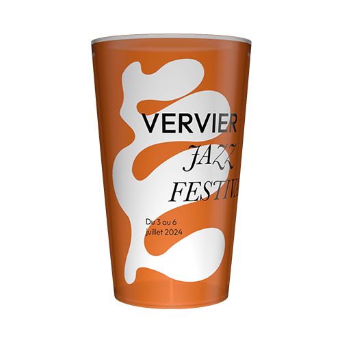 Personalised 25 cl orange reusable plastic cup - Digital printing