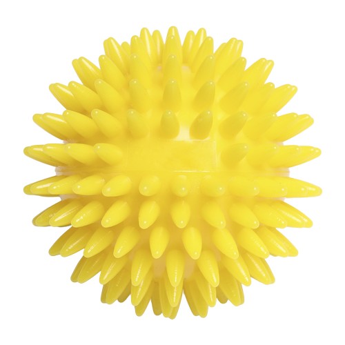 Balle de massage hérisson avec gaufrage rectangulaire (78 mm, jaune), "Made in Germany"