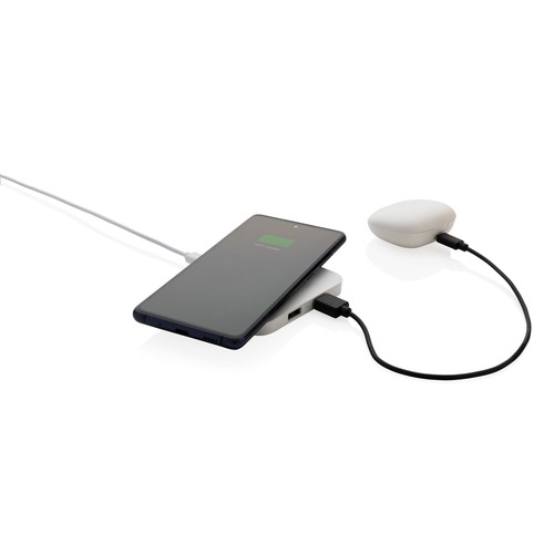 10W Wireless Charger aus RSC recycl. Kunststoff mit Dual-USB 10W Wireless Charger aus RSC recycl. Kunststoff mit Dual-USB