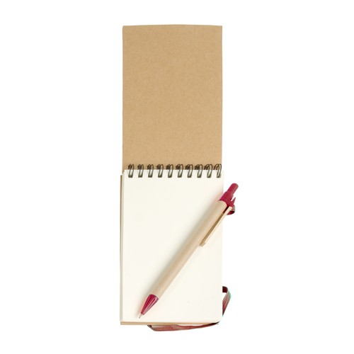 Bloc notes en papier recyclable avec stylo en carton (9x14,8 cm)