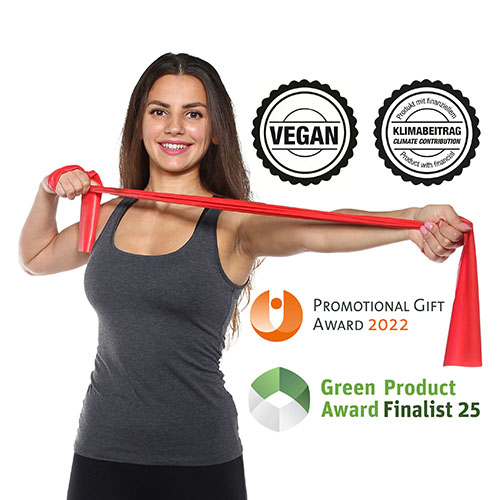 Exercise Band / Fitness Band, red (medium) - sustainable & vegan - MOQ 400 pcs.