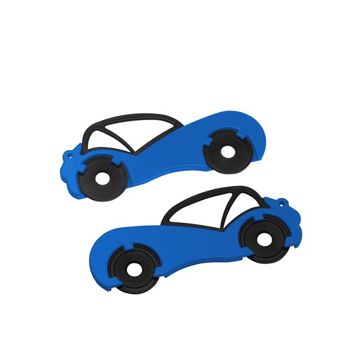 Chiphouder met twee winkelwagenmuntjes 1€ "auto" Chiphouder met twee winkelwagenmuntjes 1€ "auto"