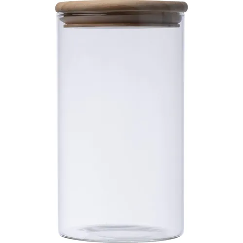 Borosilicate glass jar with pine wood lid, 1000 ml