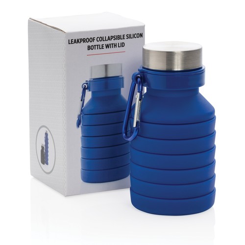 Bouteille en silicone pliable étanche avec couvercle Bouteille en silicone pliable étanche avec couvercle