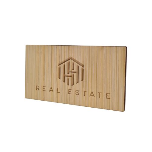 Badge Bamboo Rectangular 40 x 74 mm, Magnet, Engraving Badge Bamboo Rectangular 40 x 74 mm, Magnet, Engraving
