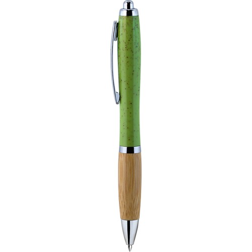 PENNA A SFERA IN PAGLIA DI GRANO+ABS, BAMBÙ E METALLO