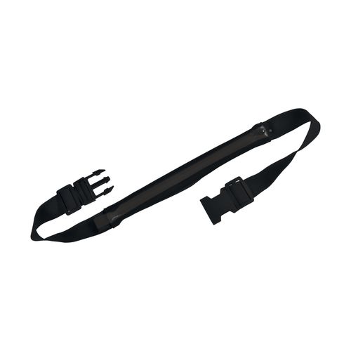Slim, spandex 1-pocket waist bag with adjustable waist strap and clip closure Slim, spandex 1-pocket waist bag with adjustable waist strap and clip closure