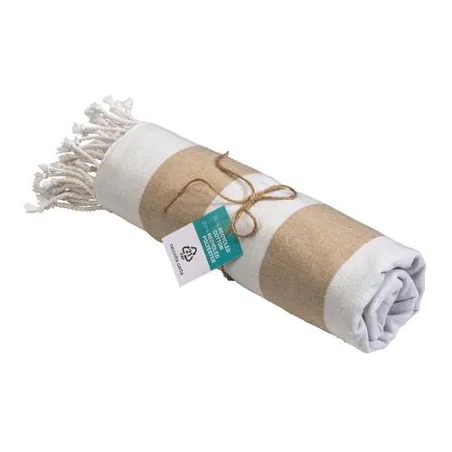 Serviette de plage / Paréo en coton recyclé de 180 gr/m2 avec frange, mesure 90x170 cm Serviette de plage / Paréo en coton recyclé de 180 gr/m2 avec frange, mesure 90x170 cm