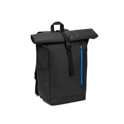 OSASCO BPACK. Sac à dos à roulettes avec système de fermeture à glissière permettant de rouler la partie supérieure pour l'adapter au volume du sac à dos, fabriqué en polyester recyclé 600D OSASCO BPACK. Sac à dos à roulettes avec système de fermeture à glissière permettant de rouler la partie supérieure pour l'adapter au volume du sac à dos, fabriqué en polyester recyclé 600D