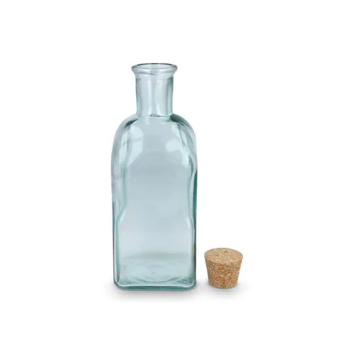 InSideOut Square Recycled Glass Water Bottle ReuuZ with Cork Stopper 500ml