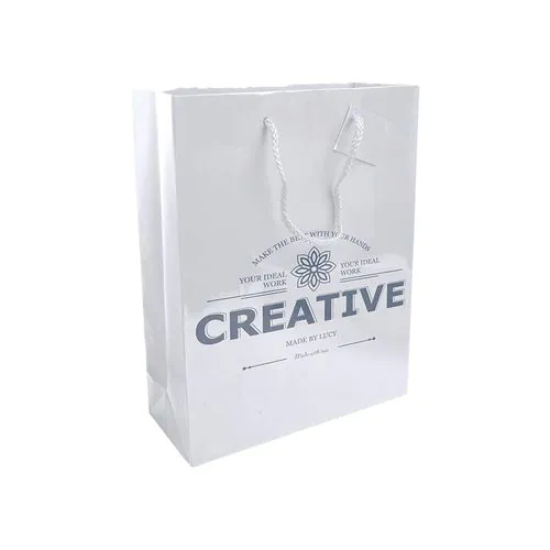 157 g/m2 laminated paper shopping bag with gusset and bottom reinforcement, string handles