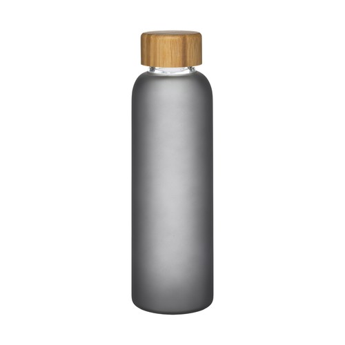 Bouteille en verre dépoli et bouchon en bambou, capacité 500 ml Bouteille en verre dépoli et bouchon en bambou, capacité 500 ml