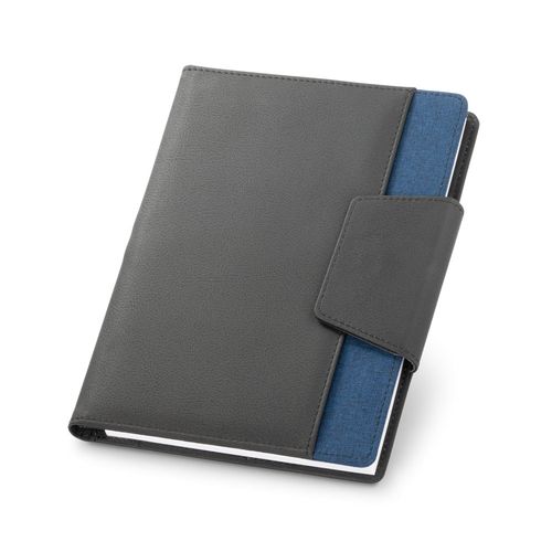 RUSSEL. PU and polyester fabric cover with A5 notebook with plain pages