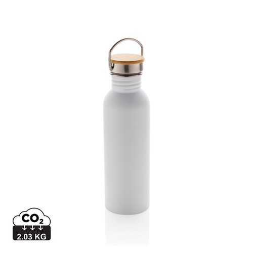 Bouteille en acier inoxydable avec couvercle en bambou Bouteille en acier inoxydable avec couvercle en bambou