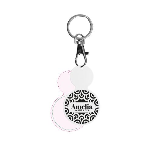 PORTE-CLE MOUSQUETON AVEC JETON FORME ROND Ø35