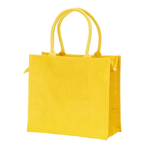 Bolsa de yute con asas de algodón. Equipada con cierre de cremallera Bolsa de yute con asas de algodón. Equipada con cierre de cremallera