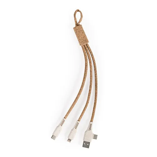 CABLE DE CARGA 3 EN 1 DE CORCHO, PAJA DE TRIGO+PVC