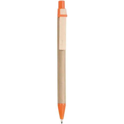 Recycled paper snap pen, coloured PP and wheat straw details, wooden clip