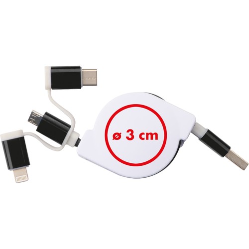 Extendable charging cable with 3 plugs Extendable charging cable with 3 plugs