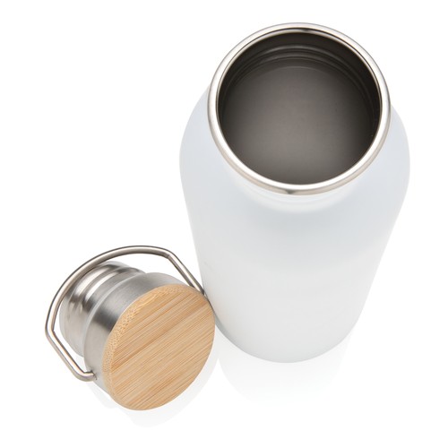 Bouteille en acier inoxydable avec couvercle en bambou