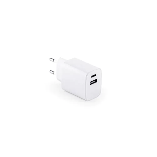 WEGENER. Power adapter with USB-A port 18W and USB-C 20W in recycled ABS (100% rABS)