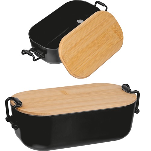 Lunchbox with bamboo lid and clamp closure. JAVIER Lunchbox with bamboo lid and clamp closure. JAVIER