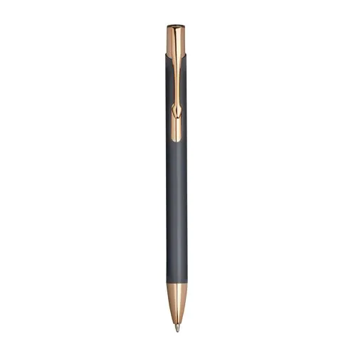 Aluminium snap pen with rose gold metal details Aluminium snap pen with rose gold metal details