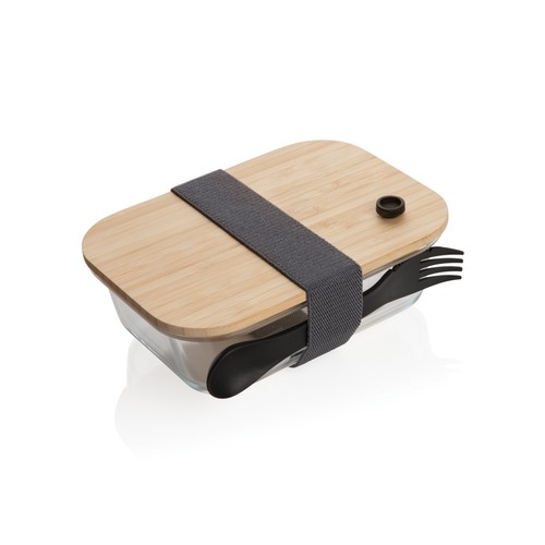 Glazen lunchbox met bamboe deksel Glazen lunchbox met bamboe deksel