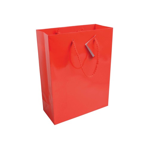 157 g/m2 laminated paper shopping bag with gusset and bottom reinforcement, string handles