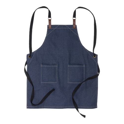 Grembiule da cucina regolabile in cotone denim con 2 tasche frontali. Grembiule da cucina regolabile in cotone denim con 2 tasche frontali.