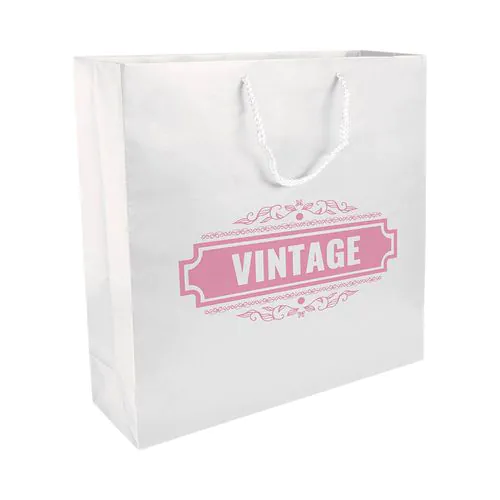 157 g/m2 matte laminated paper shopping bag with gusset and bottom reinforcement 157 g/m2 matte laminated paper shopping bag with gusset and bottom reinforcement