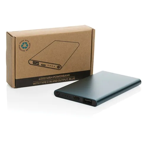 Powerbank plástico/aluminio RCS reciclado de 4000 mah tipo C Powerbank plástico/aluminio RCS reciclado de 4000 mah tipo C