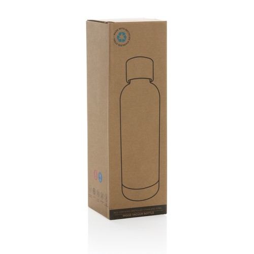Wood RCS certified recycled stainless steel vacuum bottle Wood RCS certified recycled stainless steel vacuum bottle