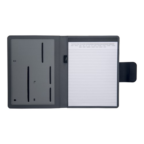 A4 organizer folder in Rpet with lock and magnetic closure that lights up