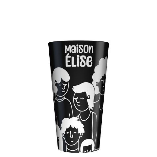 Personalised 25 cl black reusable plastic cup (Wobz base) - Digital printing Personalised 25 cl black reusable plastic cup (Wobz base) - Digital printing