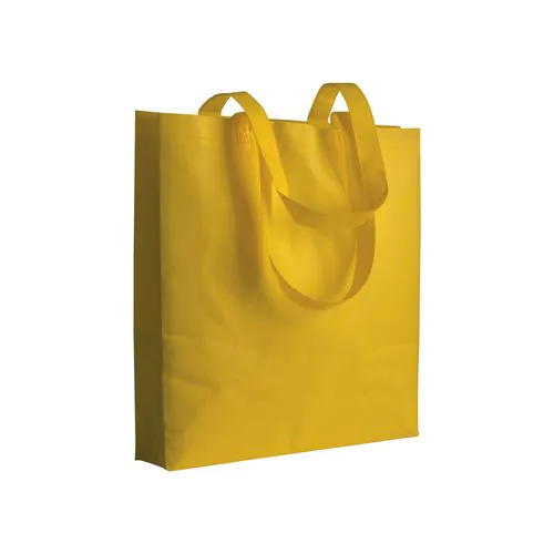 Bolsa de tejido sin tejer termosoldado, asas largas y fuelle Bolsa de tejido sin tejer termosoldado, asas largas y fuelle