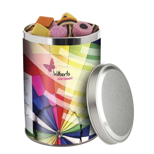 Large tin 1.3 liters, filled with candy