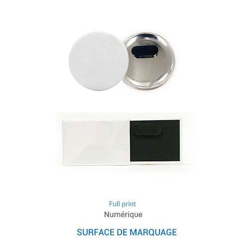 Badge AIMANTÉ - Rectangle Finition Brillant 45 x 68 mm