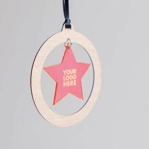 Addobbo Natale stella biomateriale in cerchio legno