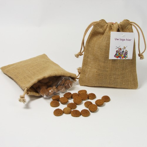 Sac en jute avec cordons et noix en pain d'épices Sac en jute avec cordons et noix en pain d'épices