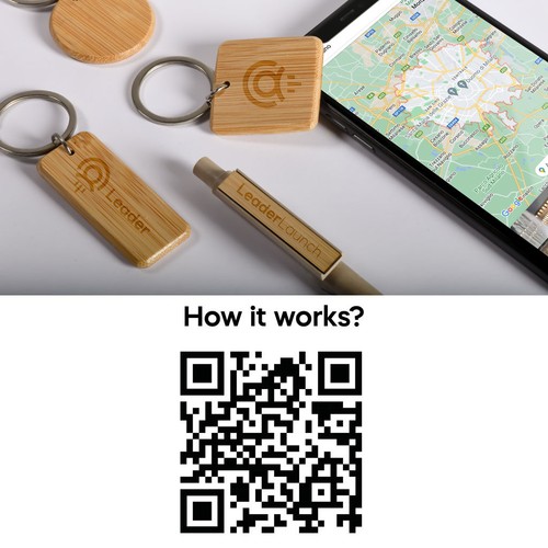 PORTE-CLES EN BAMBOU AVEC TAG NFC (144 bytes)