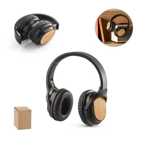 GOULD. Casque sans fil pliable avec autonomie de 5 heures en bambou et ABS GOULD. Casque sans fil pliable avec autonomie de 5 heures en bambou et ABS