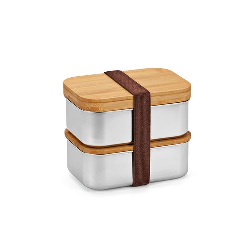 Box pranzo Vermeer 1480ml rSS con coperchio in bamboo e posate