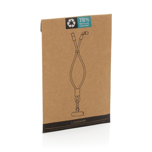 LoopAmp RCS rPET verstelbare telefoonarmband 60W kabel LoopAmp RCS rPET verstelbare telefoonarmband 60W kabel