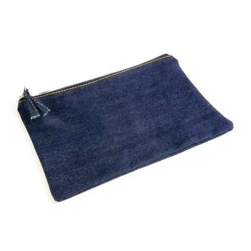 Beauty case en coton DENIM 220 g/m2 (85% coton - 15% polyester) avec fermeture éclair