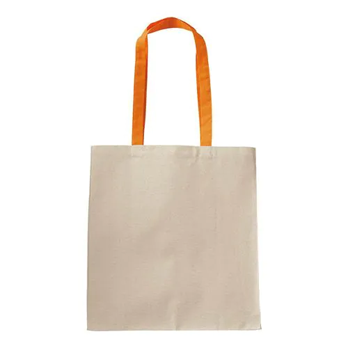 Bolsa de algodon naturel, asas largas de colores y fuelle Bolsa de algodon naturel, asas largas de colores y fuelle