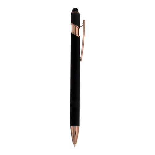 Penna a scatto in alluminio gommato con gommino per touch screen Penna a scatto in alluminio gommato con gommino per touch screen
